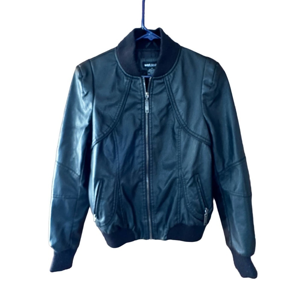 Wet Seal Black Faux Leather Jacket Size Med